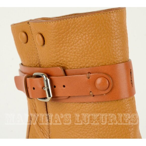 CHLOE ANKLE BOOTS LEATHER DOUBLE STRAP & BUCKLE MID STACKED HEEL sz 35 5 - Picture 10 of 13